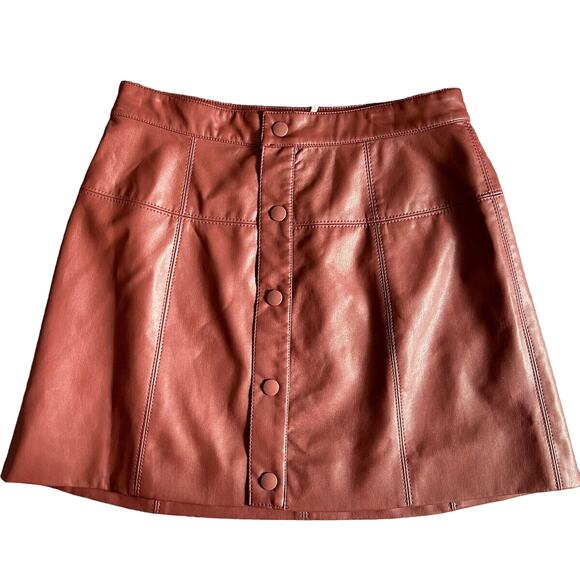 Free People Dresses & Skirts - Free People Maisie Button-Front Vegan Mini Skirt Double Dare Boho Size 10 NEW